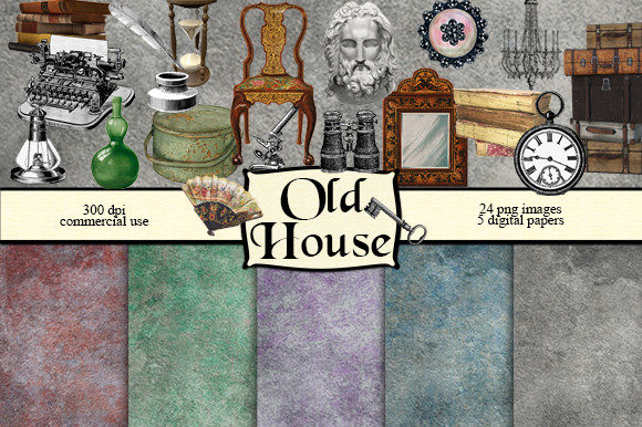 Download Old House Digital Scrapbook Kit - Digital scrapbook Collection
