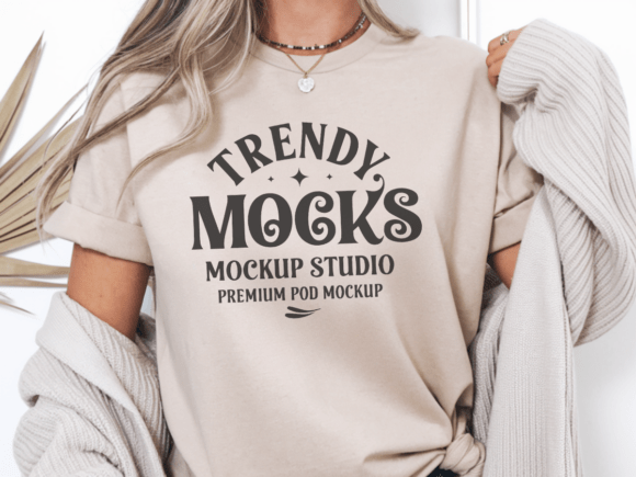 Download Gildan 64000 Sand T-shirt Mockup 3 - Premium Resources