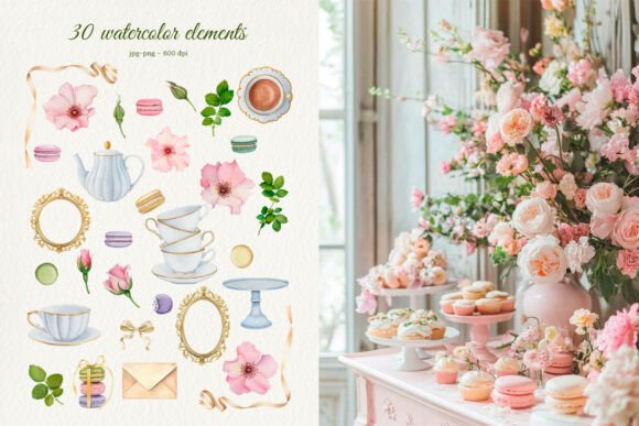 Download Rococo Wild Rose Tea Time Watercolor - Rococo Collection