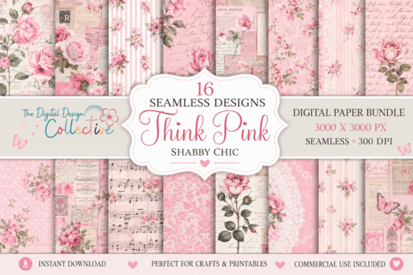 Download Seamless Pink Shabby Chic Papers Bundle - Shabby chic Collection
