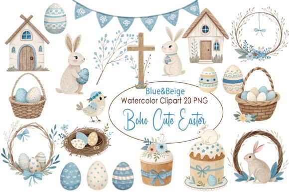 Download Cute Easter Clipart Boho Watercolor Png - Boho watercolor Collection