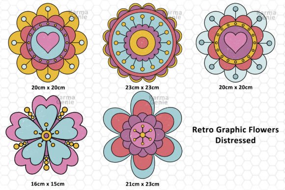 Download Retro Elements - Flower Graphics - Graphic Collection
